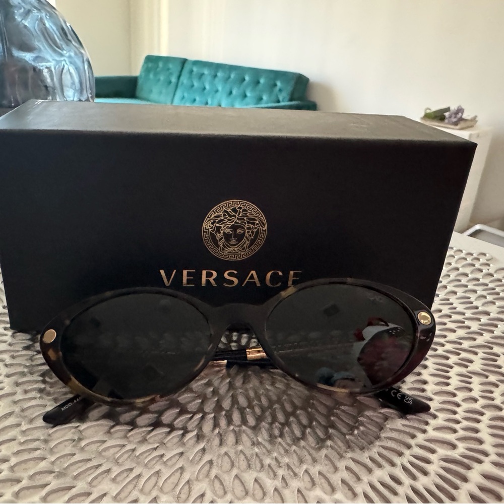 Versace Black Oval Sunglasses